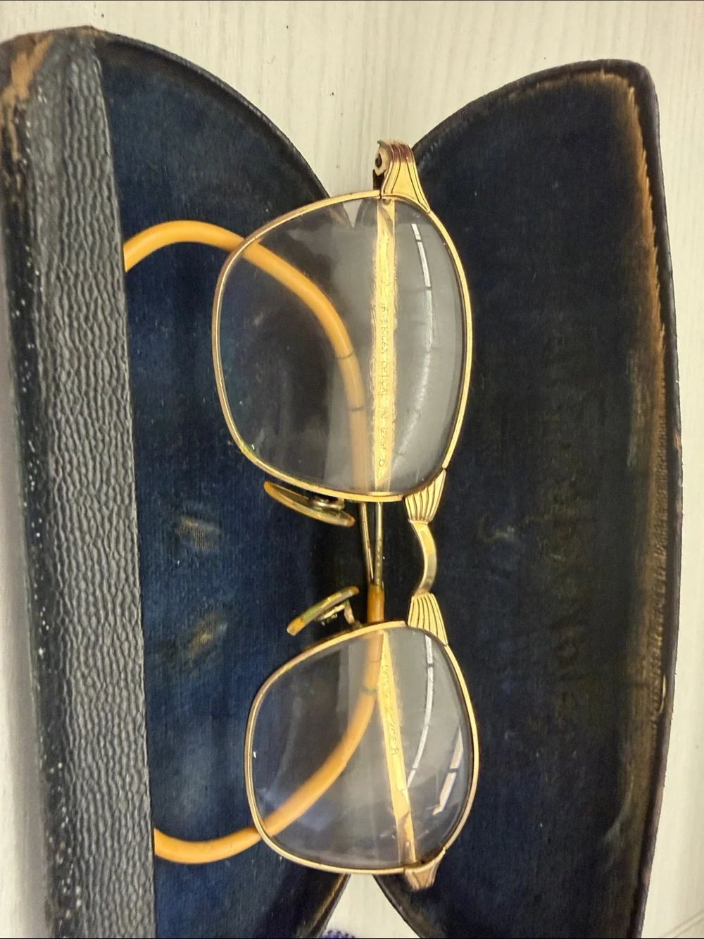 Vintage 12K Gold Filled Frame Eyeglasses with Amber Temple Tips